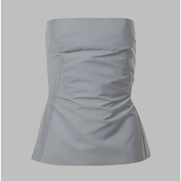 RICK OWENS FW22 Size 2 Reflex Silver Grey Polyester Shiny Bustier Dress Top - Picture 1 of 8